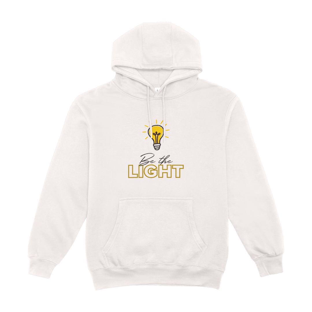 "Be the light" mintás kapucnis pulóver (fehér)