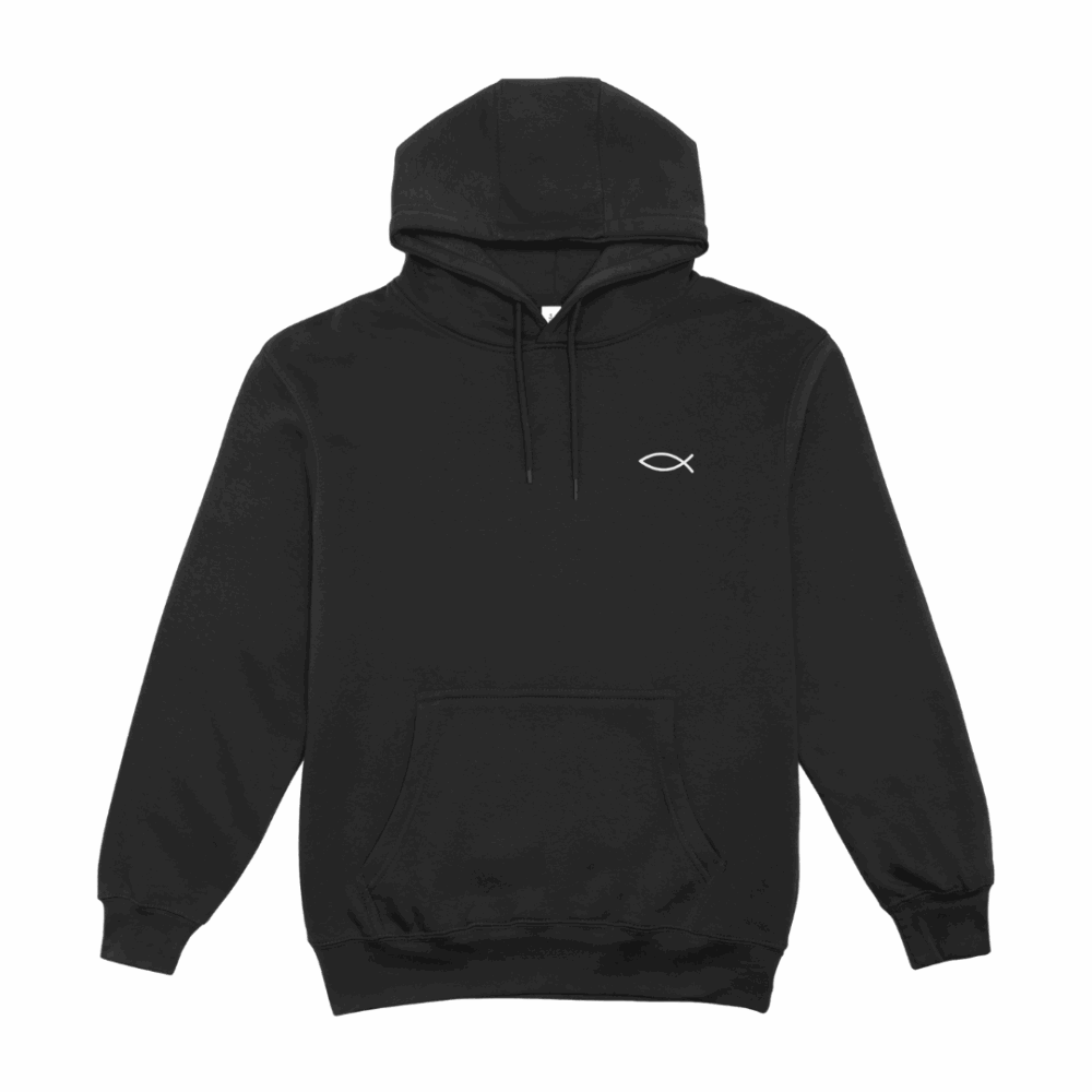 Halacskás kapucnis pulóver (fekete)