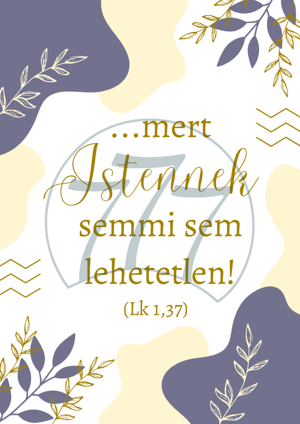 Igekép – „Istennek semmi sem lehetetlen” falikép fehér fa keretben (A4)