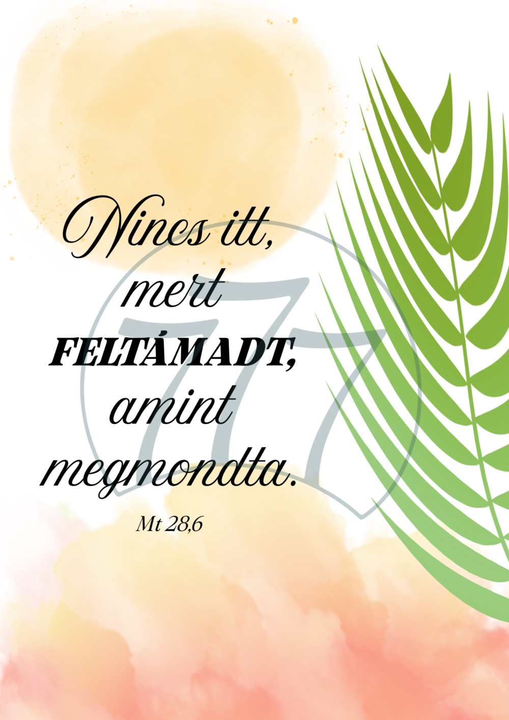 Igekép – „Nincs itt, mert feltámadt” húsvéti falikép fehér fa keretben (A4)