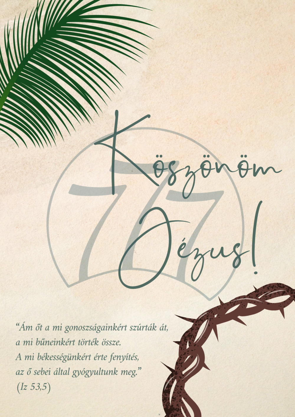 Igekép – „Köszönöm, Jézus!” húsvéti falikép fehér fa keretben (A4)