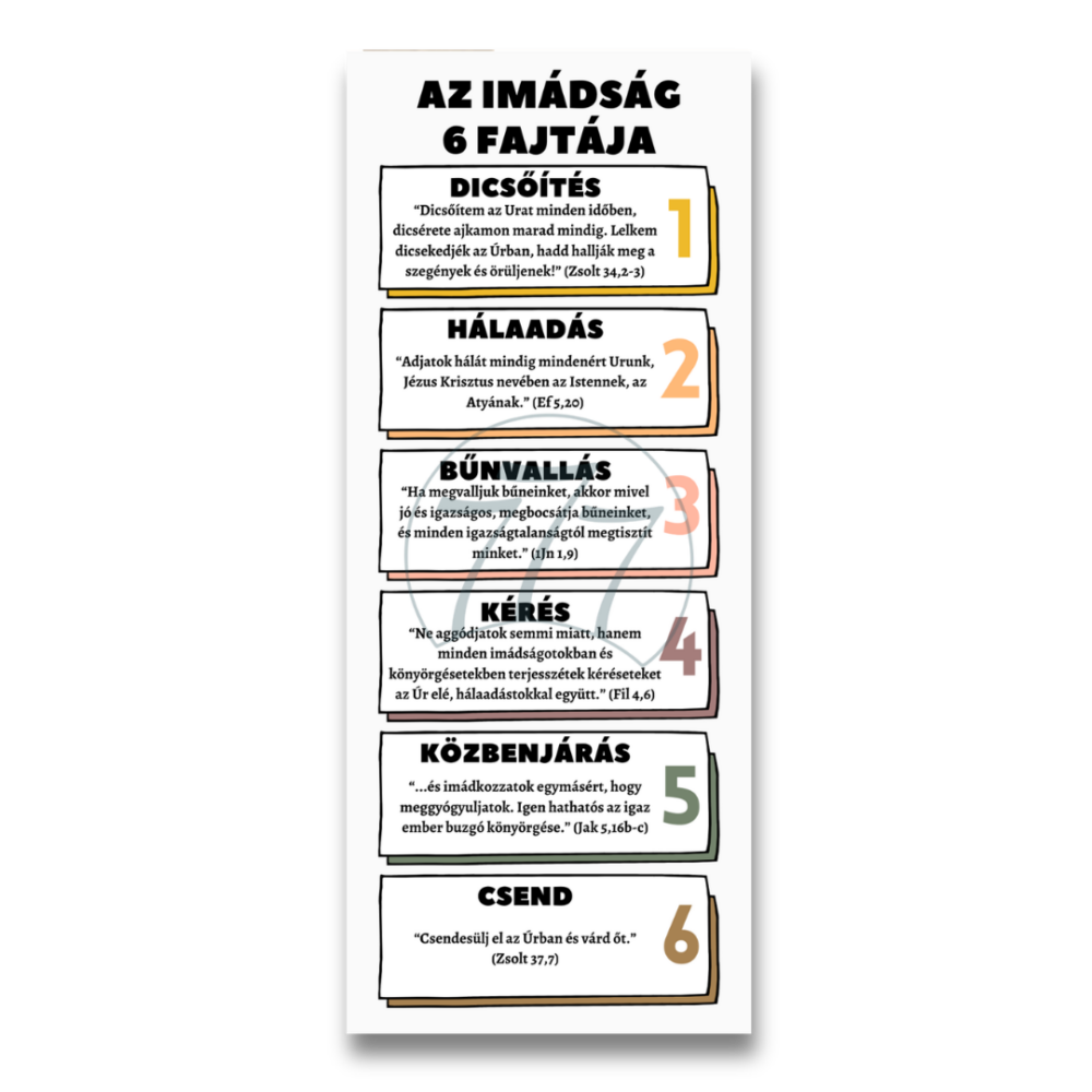 Könyvjelző – Az imádság 6 fajtája