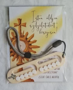 Ministráns ajándékcsomag – idézetes képeslap és 3D nyomtatott rózsafüzér